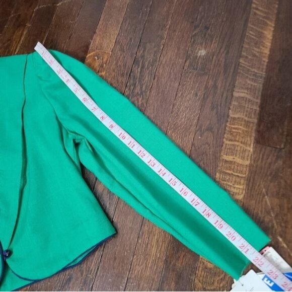 NWT Deadstock Vintage 80s Bright Green Cropped Puff Sleeve Blazer - Picture 14 of 16